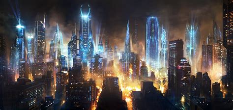 futuristic city artwork fantasy art concept art HD Wallpaper