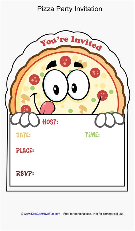 Clip Art Pizza Party Invitation Template - Pizza Birthday Invitation Card, HD Png Download - kindpng