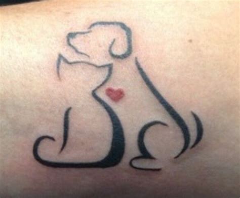 Cat And Dog Outline Tattoo