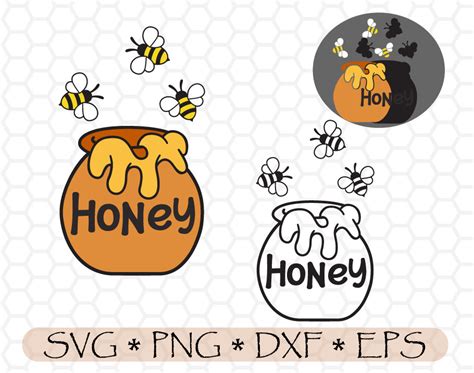 SVG PNG Winnie the Pooh Honey Hunny Pot Bee Ready for both | Etsy