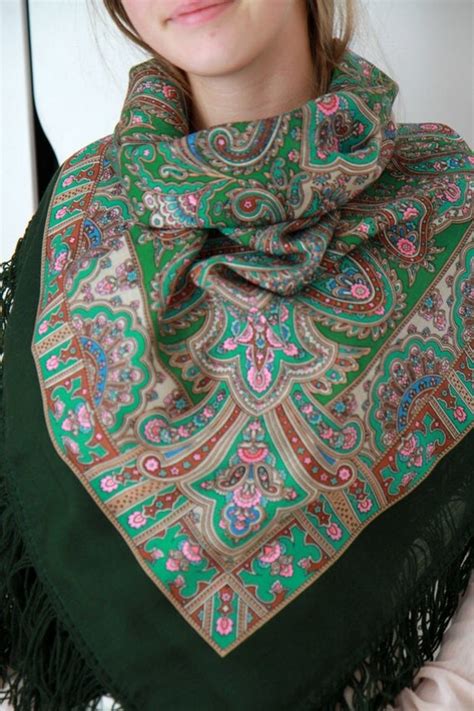 russian scarf babushka 49 wool overlocked genuine