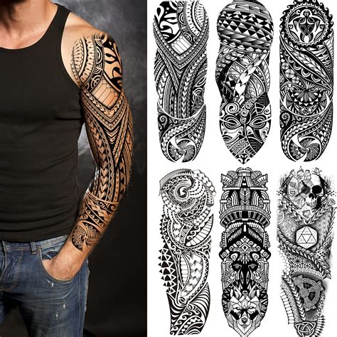 Buy Fake Totem Sleeve Tattoos Stickers, 6-Sheet Full Arm Tribal Totem Temporary Tattoos Sleeves ...