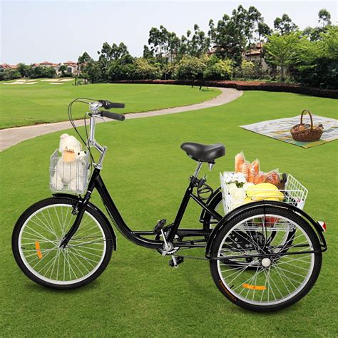 BaytoCare Adult Tricycle, Three Wheel Cruiser Bike, 26-inch Trike Wheels, Black - Walmart.com ...