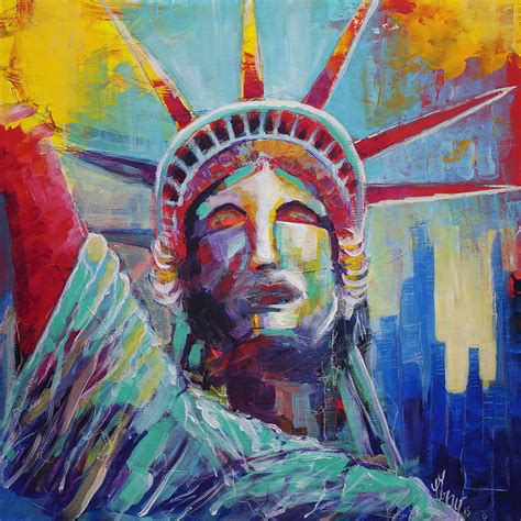 Statue of Liberty USA wall art New York City Lady Liberty Painting by Gray Artus - Pixels