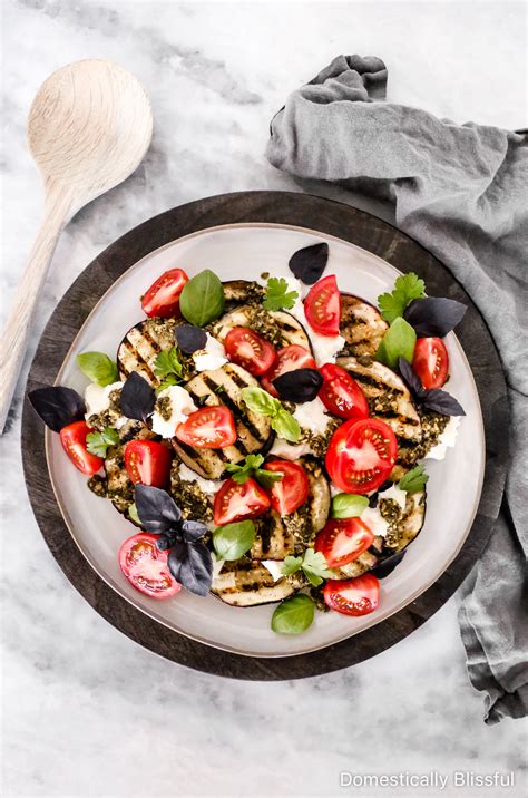 Grilled Eggplant Salad - Domestically Blissful