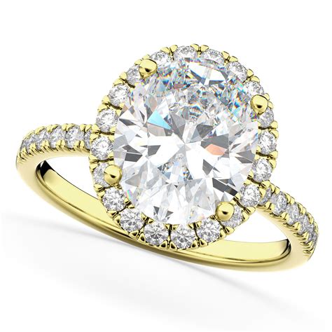 Oval Cut Halo Diamond Engagement Ring 14K Yellow Gold 3.51ct - AD4312