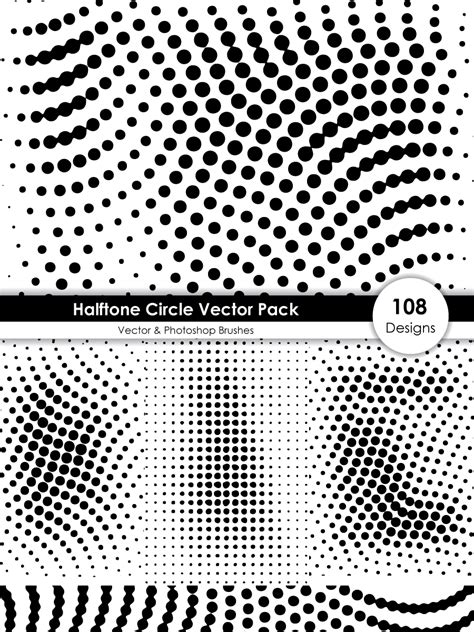 Halftone Circle Shape Pattern Vector and Photoshop Brush Pack-01