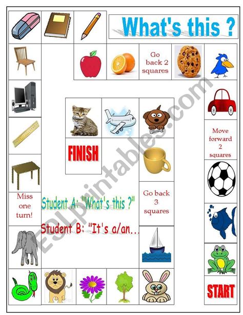 Noun boardgame - ESL worksheet by 1stepfromheaven