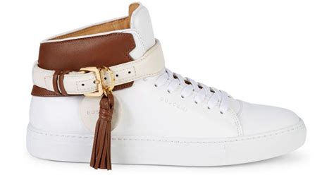 Buscemi Unisex Leather High-top Sneakers in White Brown (White) - Lyst