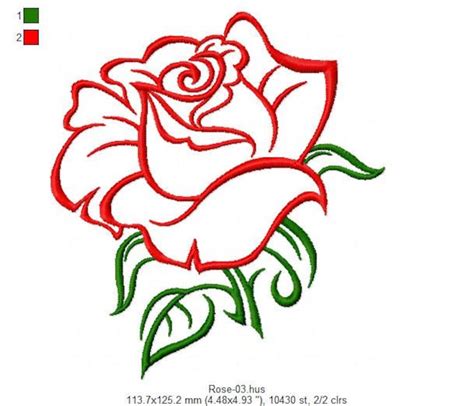 Rose Outline Simple Embroidery Designs - img-zit