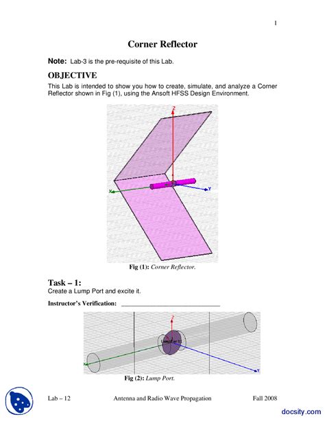 Corner Reflector-Antenna Design and Theory-Lab Mannual - Docsity