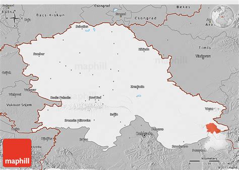 Gray 3D Map of Vojvodina