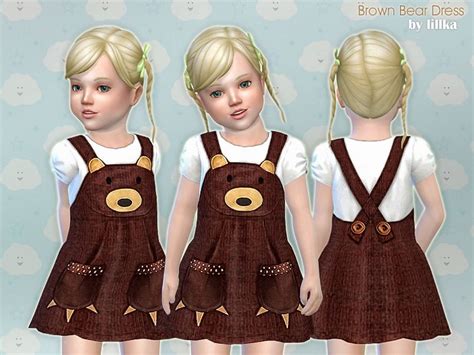 Brown Bear Dress for Toddler Found in TSR Category 'Sims 4 Toddler Female' | The sims, Roupas de ...