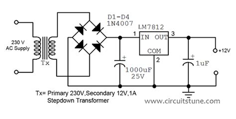 12v Regulated Power Supply Circuit Diagram | CircuitsTune