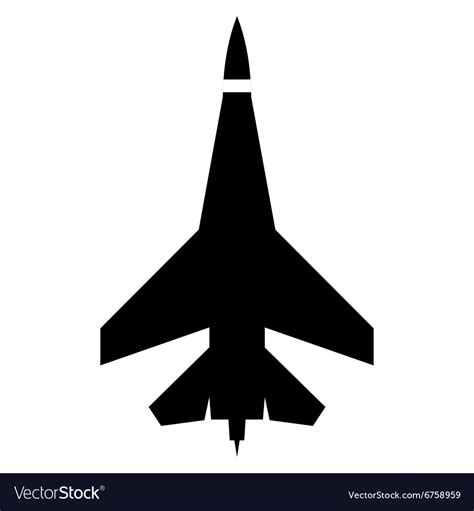 Flying jet fighter simple icon Royalty Free Vector Image