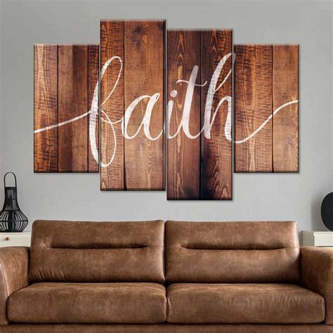 Faith Rustic Wood Multi Panel Canvas Wall Art | ElephantStock