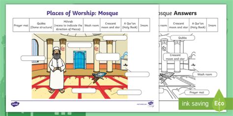 Places of Worship: Mosque Worksheet (teacher made)