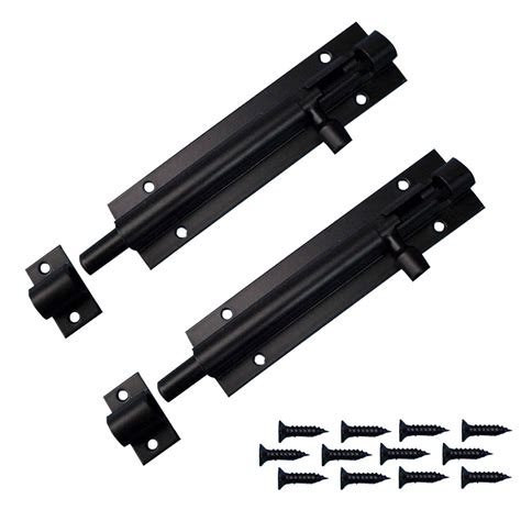 2PCS 6 Inch Black Door Bolt Stainless Steel Lockable Tower Bolt Door ...