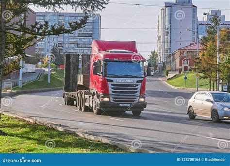 Scania truck trailer editorial stock image. Image of container - 128700164