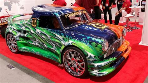 Great paint job on this custom car at the 2016 SEMA Show. It was at a SEMA Show a few years ago ...