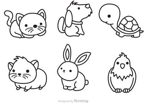 Cute Pets Outline Vector - Download Free Vector Art, Stock Graphics ...