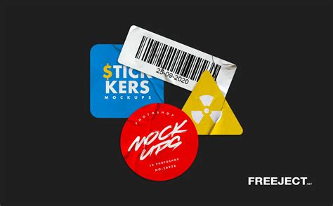 Four Glued Crumpled Stickers Mockups Free Download | Resource Boy