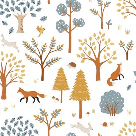 Forest Living Wallpaper With Fox | Silk Interiors Wallpaper Australia