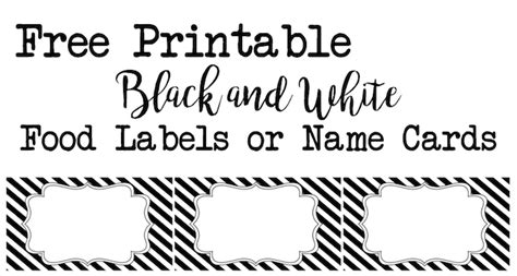 Black and White Food Labels or Name Cards - Paper Trail Design