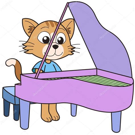 Cartoon Cat Playing a Piano Stock Vector Image by ©kchungtw #22547367