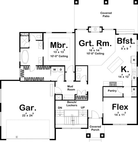 House Plan 44207 - Modern Style with 2499 Sq Ft, 4 Bed, 2 Bath, 1