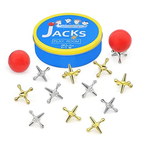 Jacks Game with Ball, Metal Jacks and Ball Set Games for Kids 8-12 Birthday Gifts- 2 Balls Set ...