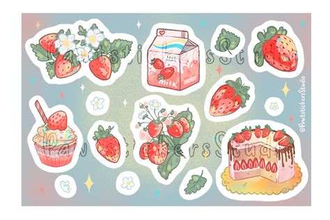 Strawberry Sticker Sheet - Etsy