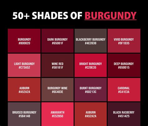 50+ Shades of Burgundy Color (Names, HEX, RGB & CMYK Codes) – CreativeBooster