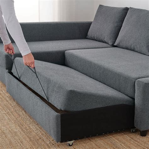 FRIHETEN Sleeper sectional,3 seat w/storage - Hyllie dark gray - IKEA | Sofa bed for small ...