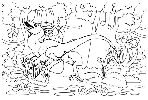 Utahraptor Picture to Color - Free Printable Coloring Pages