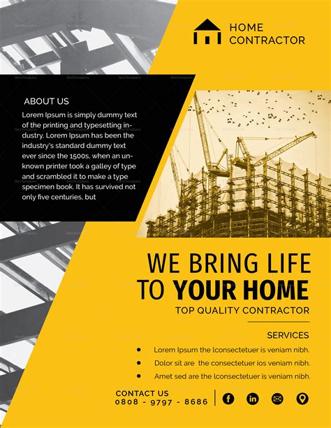 Contractors Flyer Design Template in PSD, Word, Publisher, Illustrator ...