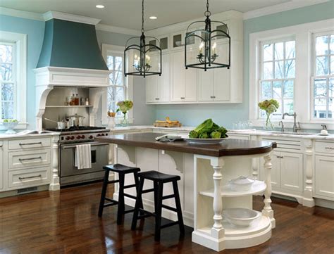 Gorgeous White Kitchen With Light Blue Walls Pictures, Photos, and ...