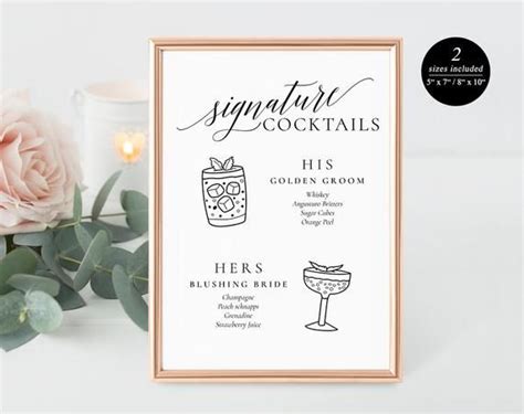 Signature Drinks Printable Signature Drinks Sign Signature | Etsy | Signature drinks sign ...