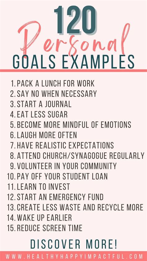 120 Meaningful Personal Goals Examples (You Can Use This Year) | Goal examples, Personal goals ...