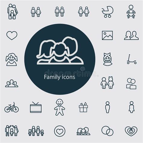 Family Outline, Thin, Flat, Digital Icon Stock Vector - Illustration of ...