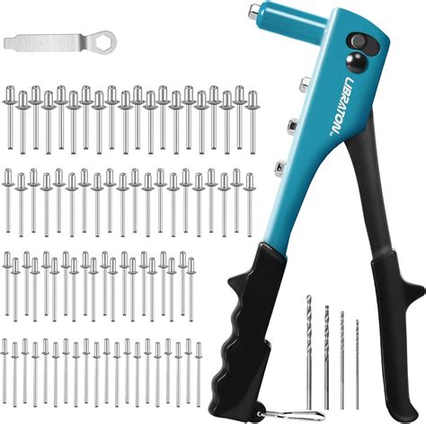 Amazon.com: Rivet Gun, Rivet Gun Kit, Pop Rivet Gun, 80PCs Metal Rivets and 4 Drill Bits, Heavy ...