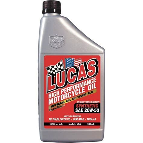 Lucas Oil Products 20W-50 Synthetic Motorcycle Engine Oil 1 Quart