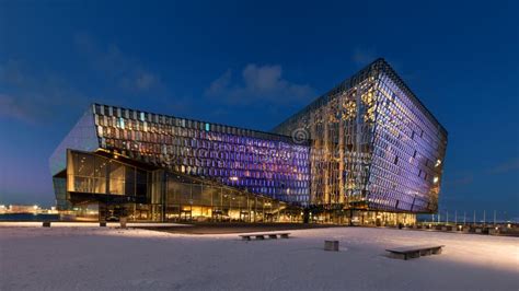 Harpa Concert Hall at Night in Reykjavik Editorial Photography - Image of outdoors, performing ...