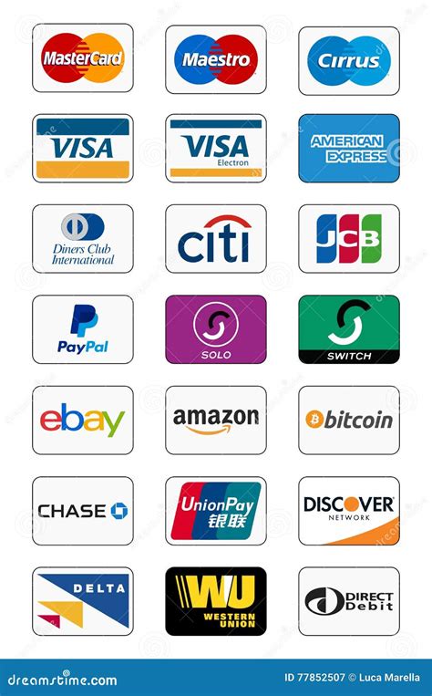 Payment method icons editorial photography. Illustration of commerce - 77852507