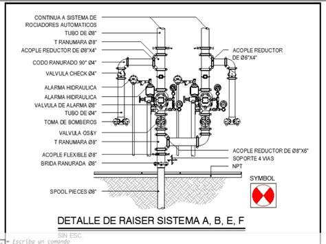 Fire system riser detail in AutoCAD | Download CAD free (395.98 KB) | Bibliocad