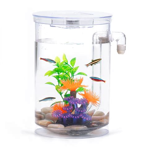 Buy Betta Fish Tank, 360 Aquarium with LED Light, 1 Gallon Fish , Small Fish Tank Starter Kit ...