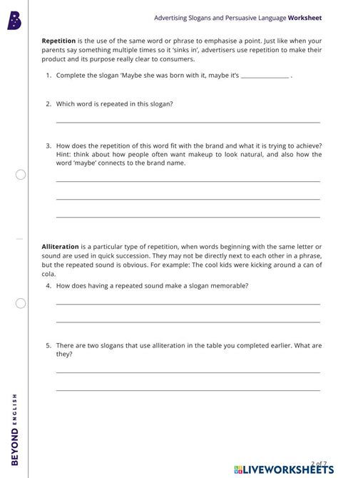 writing advertising slogans - ESL worksheet by crabstix - Worksheets Library