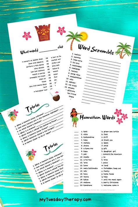 Hawaiian Luau Games Printable - Printable Word Searches