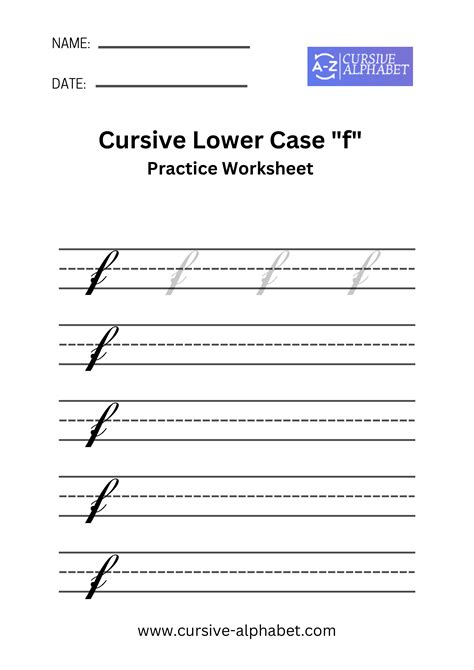 Free lower case f cursive worksheet, Download Free lower case f cursive ...