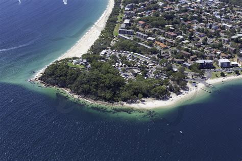 Nelson Bay Lighthouse Aerial Stock Photos - Port Stephens - Little Beach Reserve